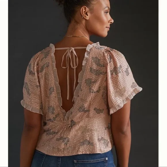 Anthologies Sequin V-Neck Alluring & Stylish Top - Picture 5 of 8